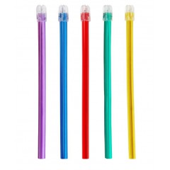 Plasdent Tropical Saliva Ejectors, 5 Translucent  Multi-Colored Tubing, 100pcs/bag, Disposable.